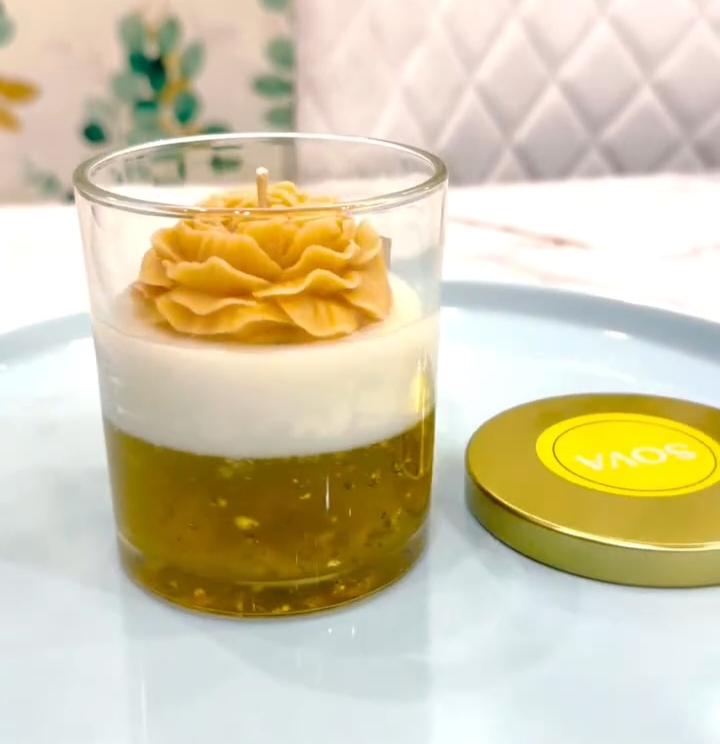 Yellow Peoney Crystal Candle