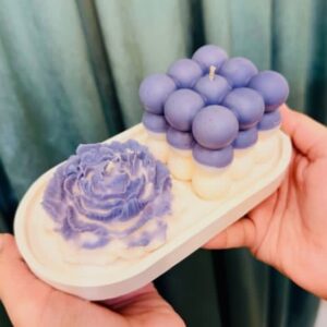 Bubble & Peoney Candle Set with Tray